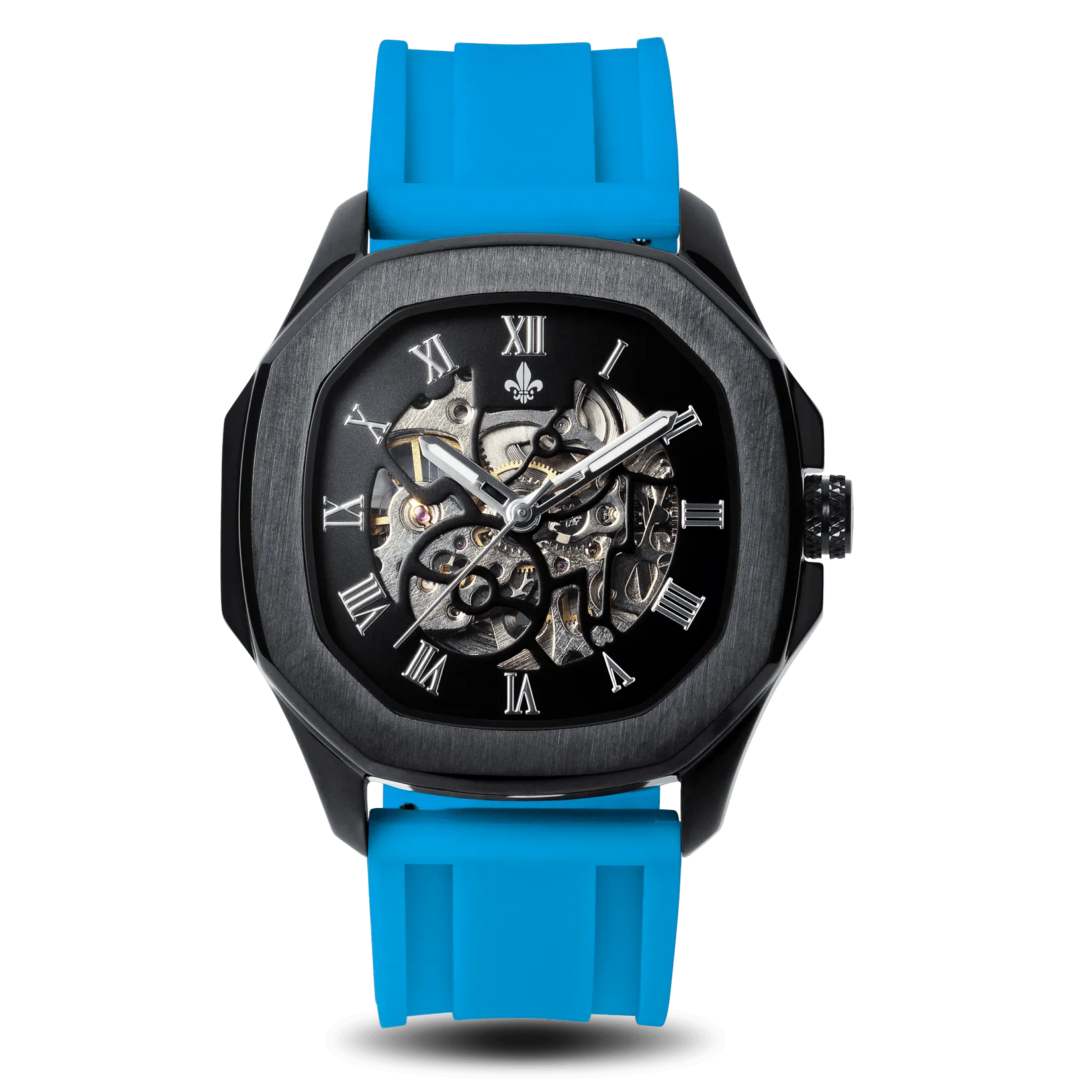 The Avalon Black   Blue Silicone Strap