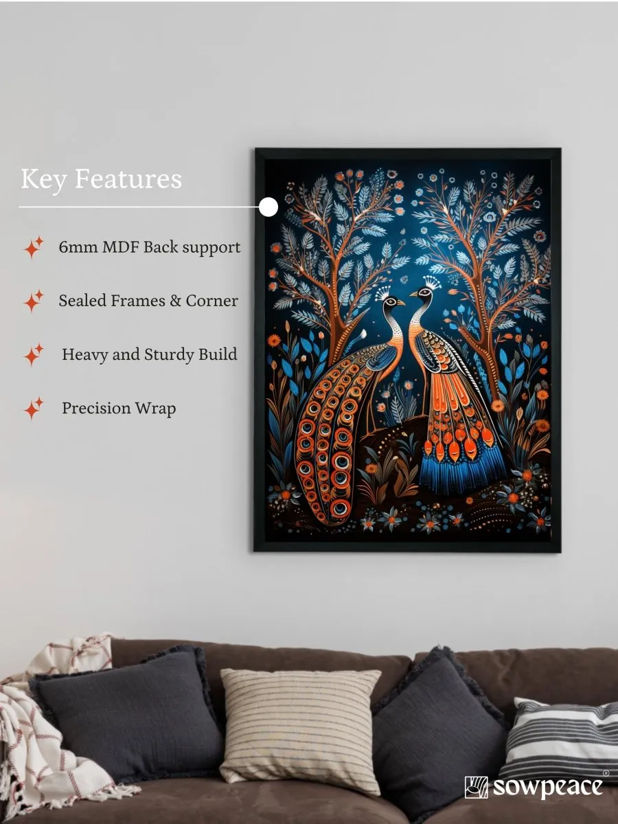 Unveil Majesty: Sowpeace Handcrafted Peacock Wall Art – Premium Indian-Inspired Canvas Print for Modern Home Decoration