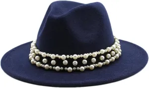 Women's Fedoras Wool Hat Classic Jazz Hat Travel Men's Wild Brim Hat Outdoor 16 59-61cm