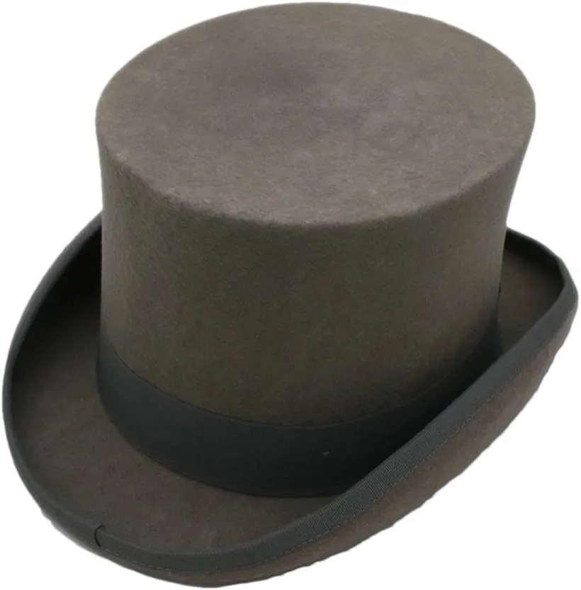 Women's Men's Wool Felt High Top Hat Vintage Magician Hat Bowler Hat Topper Hats for Women Men Gray M