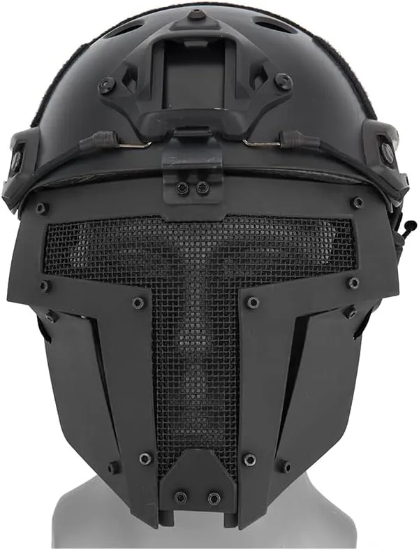 WoSport Adjustable T-Shaped Mesh Full Face Airsoft Protective Gear Mask - Black