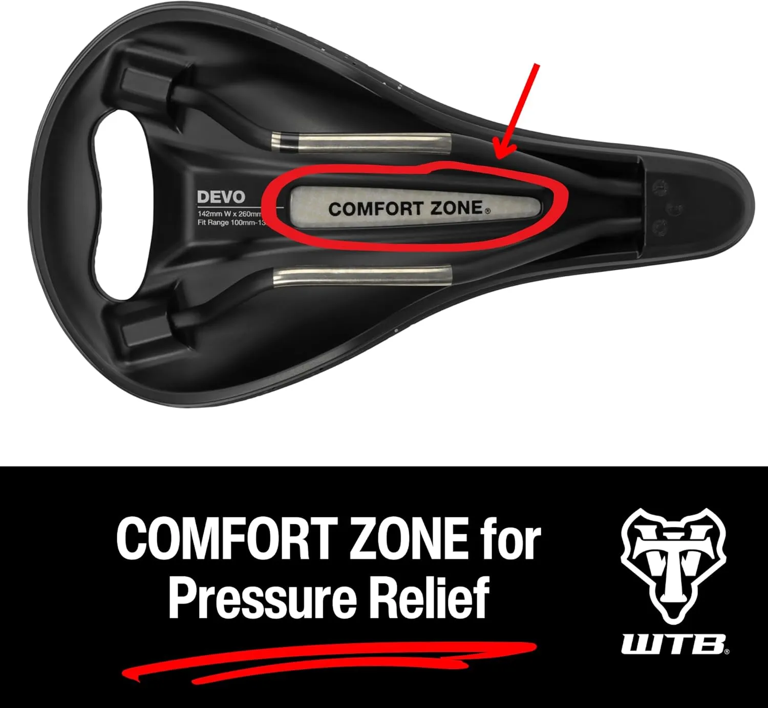 WTB Devo Pickup E-Bike Saddle, with Unique Pick Up Handle for Heavy E-Bikes, Available with Stainless Steel, Chromoly, or Titanium Rails