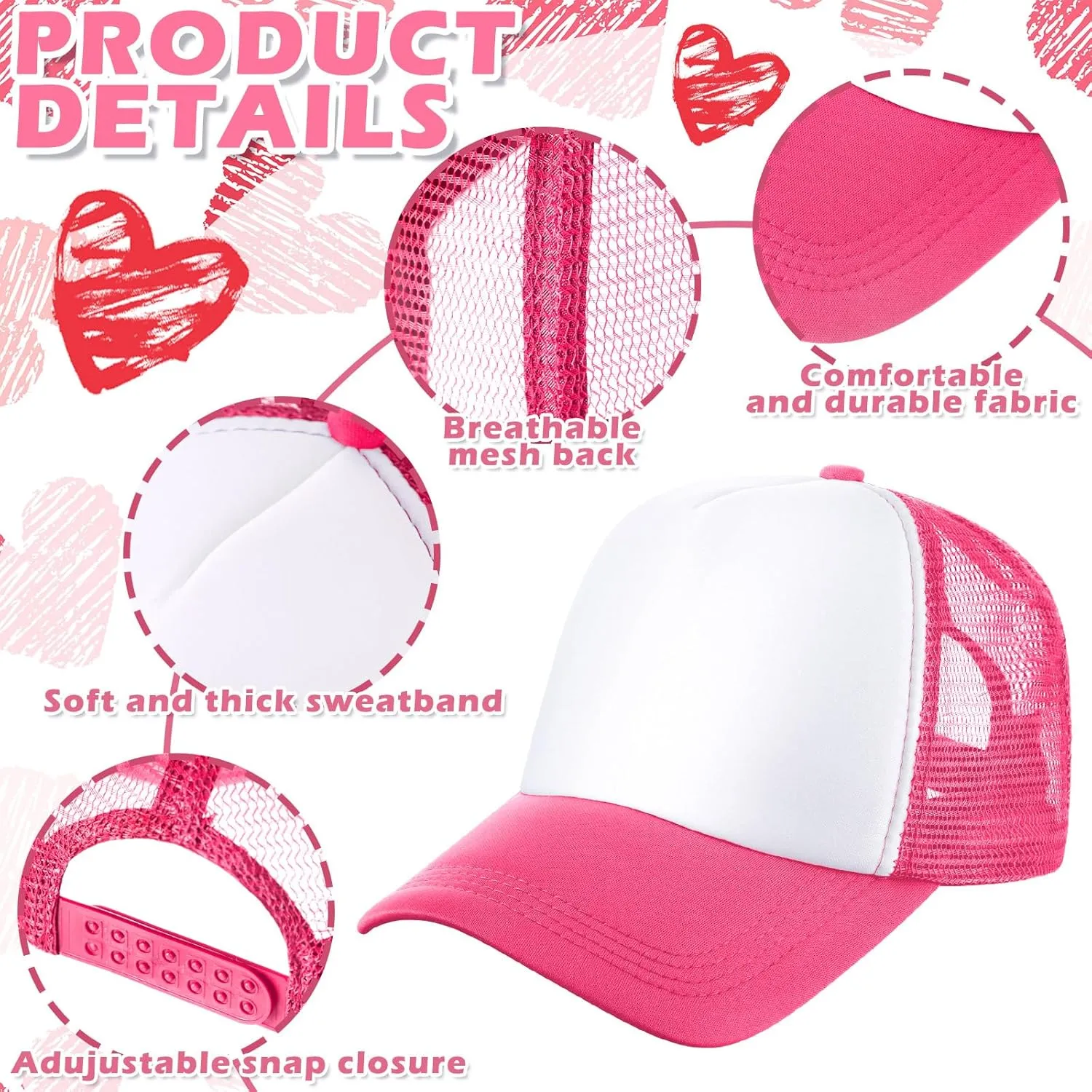 Xtinmee 36 Pcs Unisex Sublimation Hats Blank Trucker Hats Adjustable Baseball Caps for Men Women Outdoor DIY